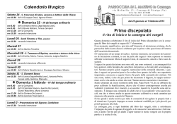 Calendario liturgico La via della vita, le vie e le parole della pace