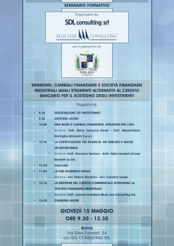 GIOVED&igrave; 15 MAGGIO ORE 9.30 - 13.30