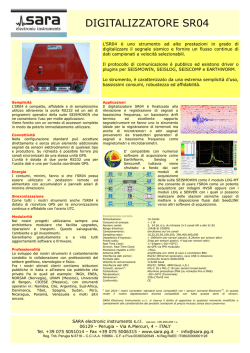 Scheda tecnica - SARA - electronic instruments