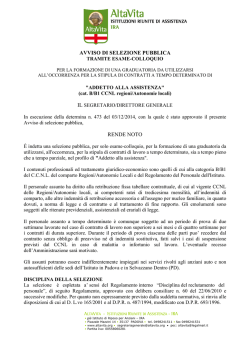 Bando - Altavita Istituzioni Riunite di Assistenza - IRA