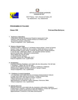 PROGRAMMA DI ITALIANO Classe VSE Prof.ssa Elisa Bertocco