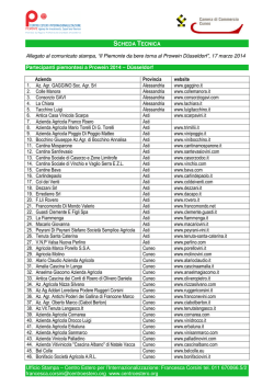 Scheda tecnica - I partecipanti piemontesi a Prowein 2014, D&uuml;sseldorf