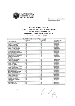 Avviso prova orale con elenco ammissioni