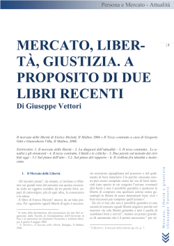 G. VETTORI, Mercato, libert&agrave; e giustizia