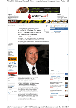 01.10.2014 MONTECARLONEWS Al via la IV Edizione del Mese