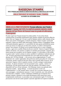 RASSEGNA STAMPA 20 OTTOBRE 2014