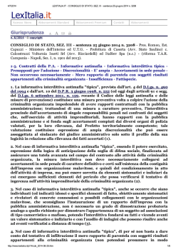 CONSIGLIO DI STATO, SEZ. III - sentenza 25 giugno 2014 n. 3208