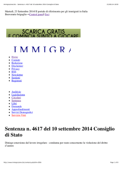 Sentenza n. 4617 del 10 settembre 2014