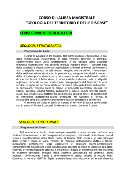 Programma Laurea Magistrale Geologia del Territorio e delle