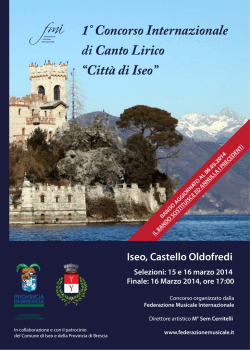1&deg; Concorso Internazionale di Canto Lirico &ldquo;Citt&agrave; di Iseo&rdquo;