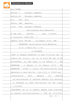 Atto T0AZMK Settore T Ecologia e Ambiente Servizio AU Ecologia e