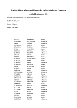 Pubblichiamo gli esiti