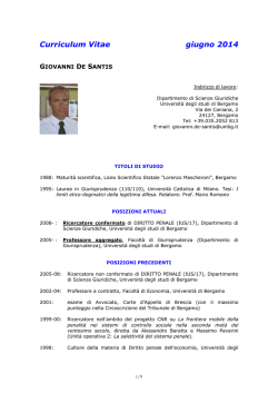 Curriculum Vitae giugno 2014 - Università degli studi di Bergamo