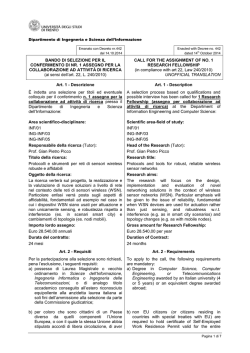 Bando - Universit&agrave; degli Studi di Trento