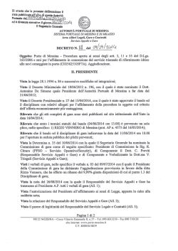 Aggiudicazione - Autorit&agrave; Portuale di Messina