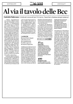 Al via il tavolo delle Bcc - Federazione Trentina della Cooperazione