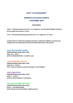 GIORNATA DI SCUOLA APERTA 4 DICEMBRE