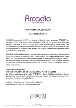 “VIP HOME COLLECTION” AL CERSAIE 2014