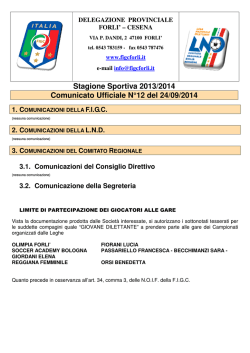 Stagione Sportiva 2013/2014 Comunicato Ufficiale N°12