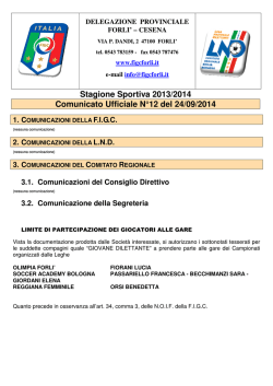 Stagione Sportiva 2013/2014 Comunicato Ufficiale N&deg;12
