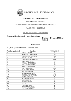 Graduatoria Definitiva Concorso Dottorato in Scienze Biomediche e