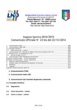 Comunicato ufficiale N.23 bis