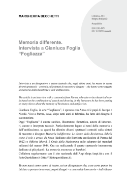 Memoria differente. Intervista a Gianluca Foglia - E