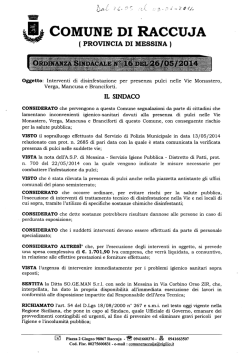 il sindaco - Comune di Raccuja