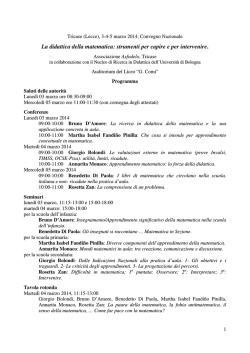 La didattica della matematica: strumenti per capire e per intervenire.