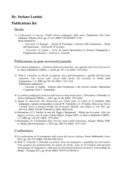 Publication list - Facolt&agrave; di Scienze della Formazione