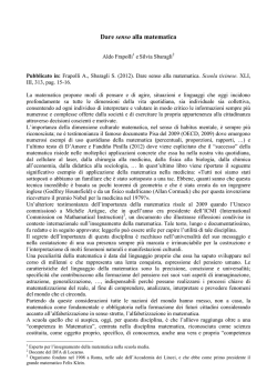 Dare senso alla matematica - Dipartimento di Matematica