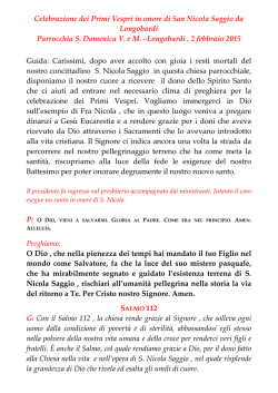 Celebrazione dei Primi Vespri in onore di San Nicola Saggio da
