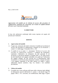 Prot. n. 2015/13193 Approvazione del modello per la