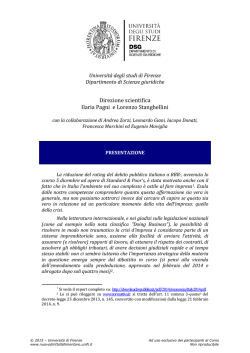 Direzione scientifica Ilaria Pagni e Lor nzo Stanghellini e