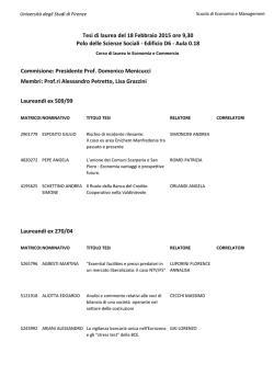 Calendario tesi ECONOMIA E COMMERCIO