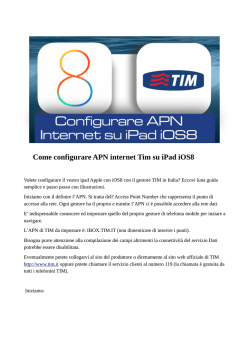 Come configurare Internet APN TIM su iPad iOS8