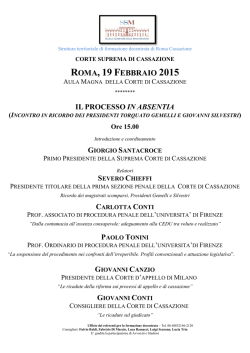 ROMA, 19 F - Corte di Cassazione