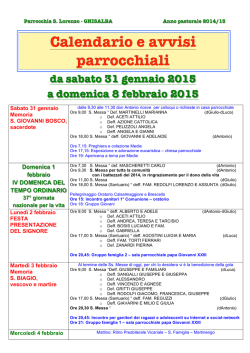 avvisi settimanali - Parrocchia di Ghisalba