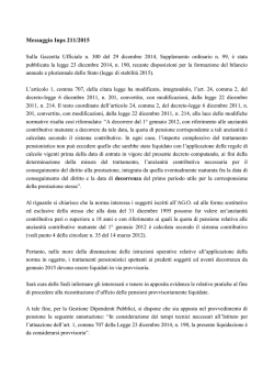 Messaggio Inps 211/2015 - Il nuovo Giornale dei Militari