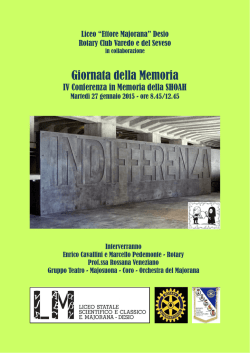 Giornata della Memoria - Liceo &laquo;Ettore Majorana&raquo; Desio