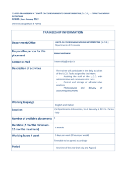 ERASMUS PLACEMENT OFFER - Universit&agrave; degli Studi di Parma