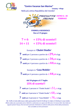 + 15% di sconto!! - Centro Vacanze San Marino