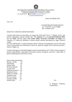 Comunicazione n. 105 VIAGGIO ALLE FOIBE