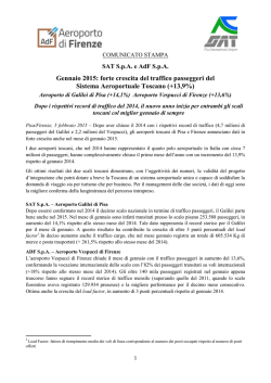 Gennaio 2015: forte crescita del traffico