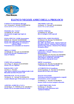 ELENCO NEGOZI AMICI DELLA PROLOCO