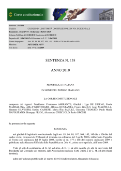 Con la sentenza 138 del 2010 - Enti Locali