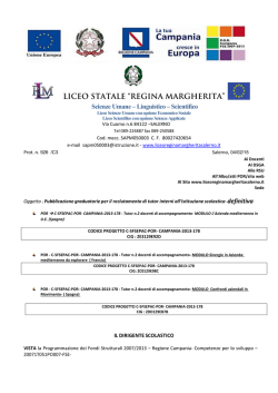 Pubblicazione graduatorie per il reclutamento di tutor interni all