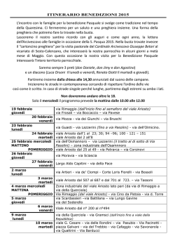 ITINERARIO BENEDIZIONI 2015