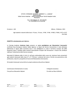Circolare n. 169 Milano, 9 febbraio 2015 Agli studenti e docenti
