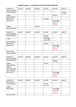 CALENDARIO VERIFICHE RECUPERI TRIMESTRE CLASSE 1°A